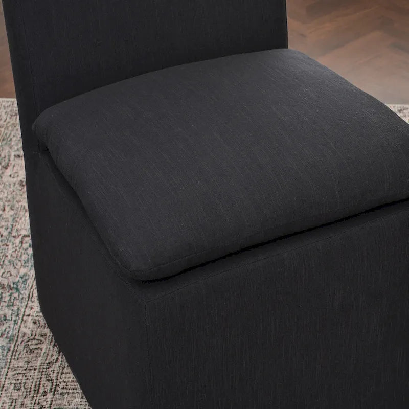 21 Chaises de salle à manger latérales rembourrées en tissu haute performance avec roulettes (lot de 2)