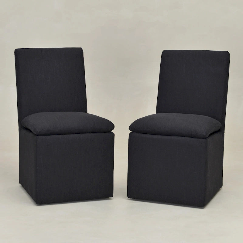 21 Chaises de salle à manger latérales rembourrées en tissu haute performance avec roulettes (lot de 2)