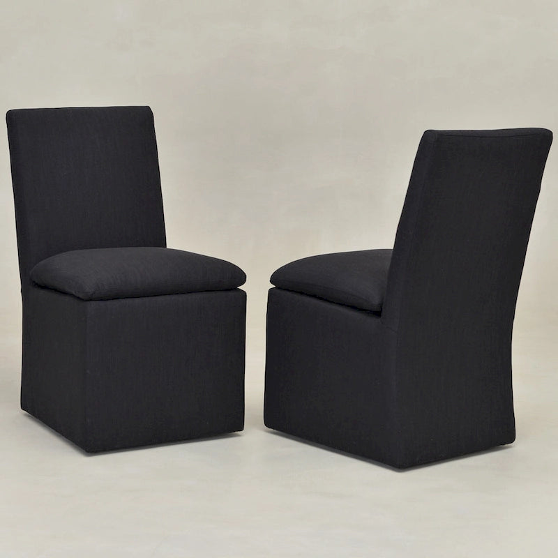 21 Chaises de salle à manger latérales rembourrées en tissu haute performance avec roulettes (lot de 2)