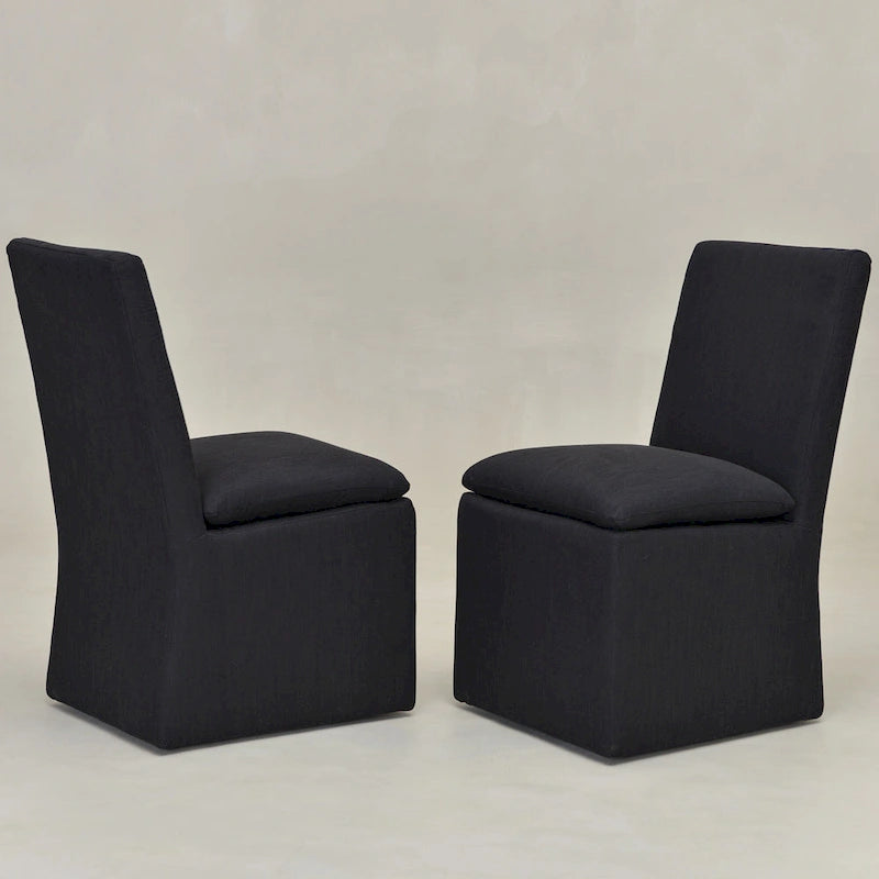 21 Chaises de salle à manger latérales rembourrées en tissu haute performance avec roulettes (lot de 2)