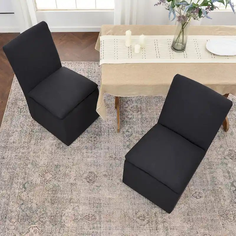 21 Chaises de salle à manger latérales rembourrées en tissu haute performance avec roulettes (lot de 2)