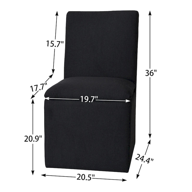 21 Chaises de salle à manger latérales rembourrées en tissu haute performance avec roulettes (lot de 2)