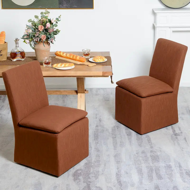 21 Chaises de salle à manger latérales rembourrées en tissu haute performance avec roulettes (lot de 2)