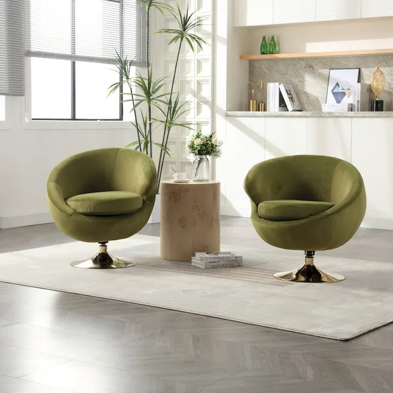 Fauteuils d'appoint pivotants à 360 degrés en velours (lot de 2)