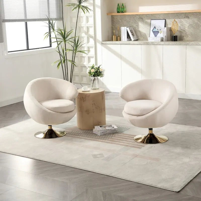 Fauteuils d'appoint pivotants à 360 degrés en velours (lot de 2)