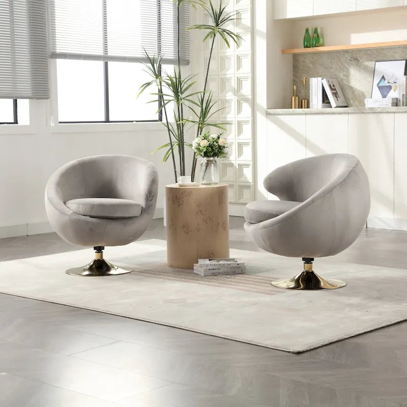 Fauteuils d'appoint pivotants à 360 degrés en velours (lot de 2)