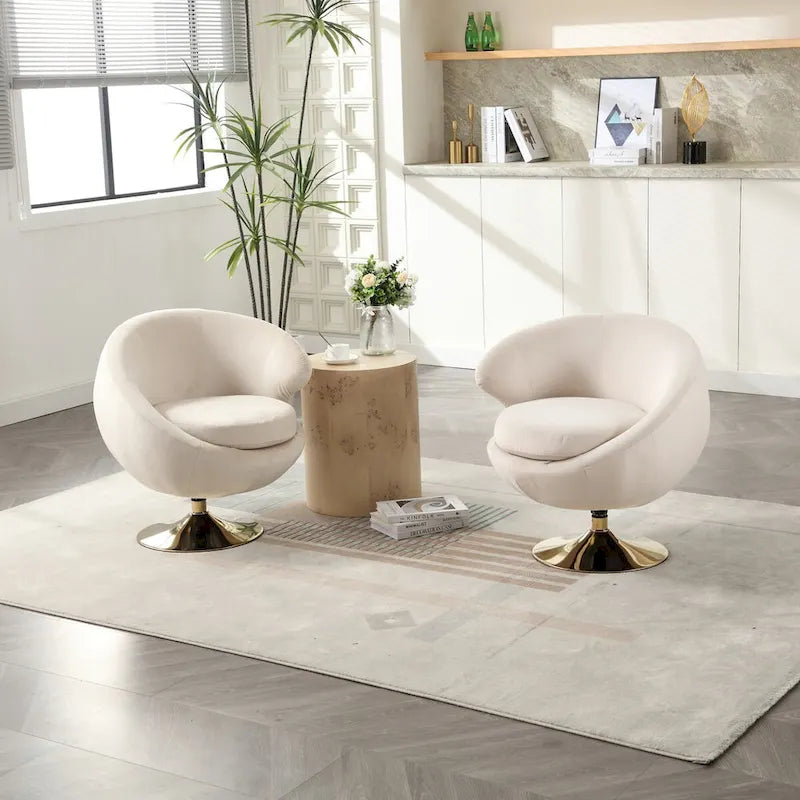 Fauteuils d'appoint pivotants à 360 degrés en velours (lot de 2)