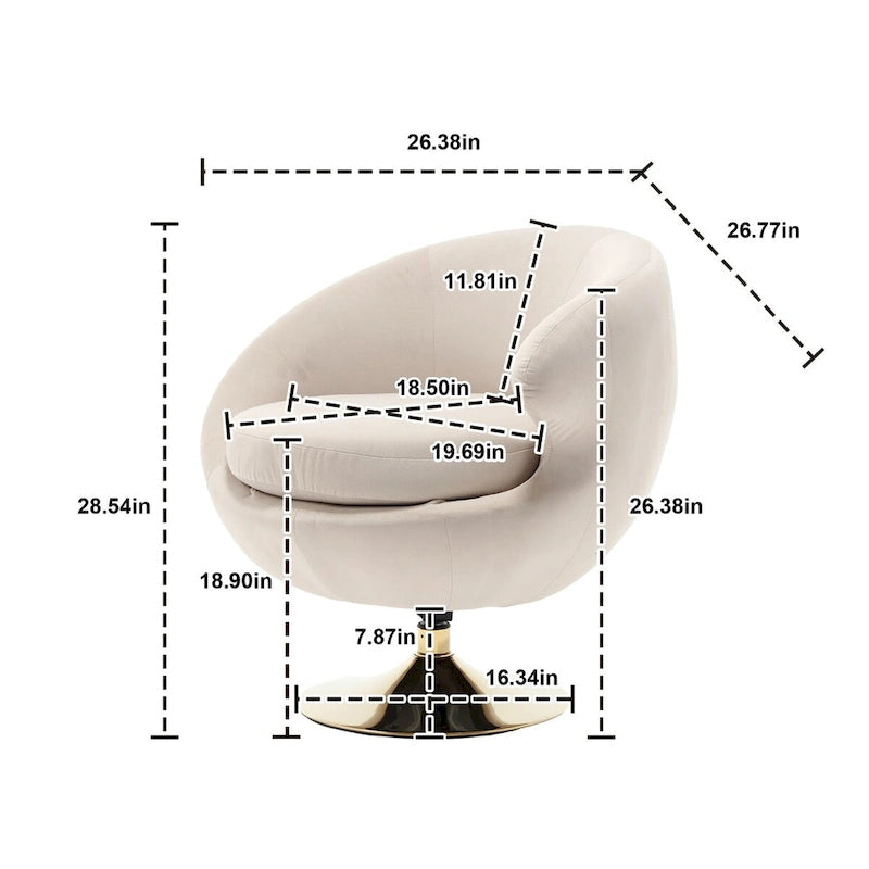 Fauteuils d'appoint pivotants à 360 degrés en velours (lot de 2)