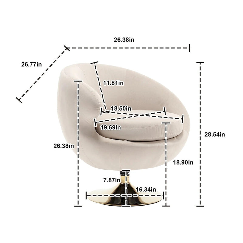 Fauteuils d'appoint pivotants à 360 degrés en velours (lot de 2)
