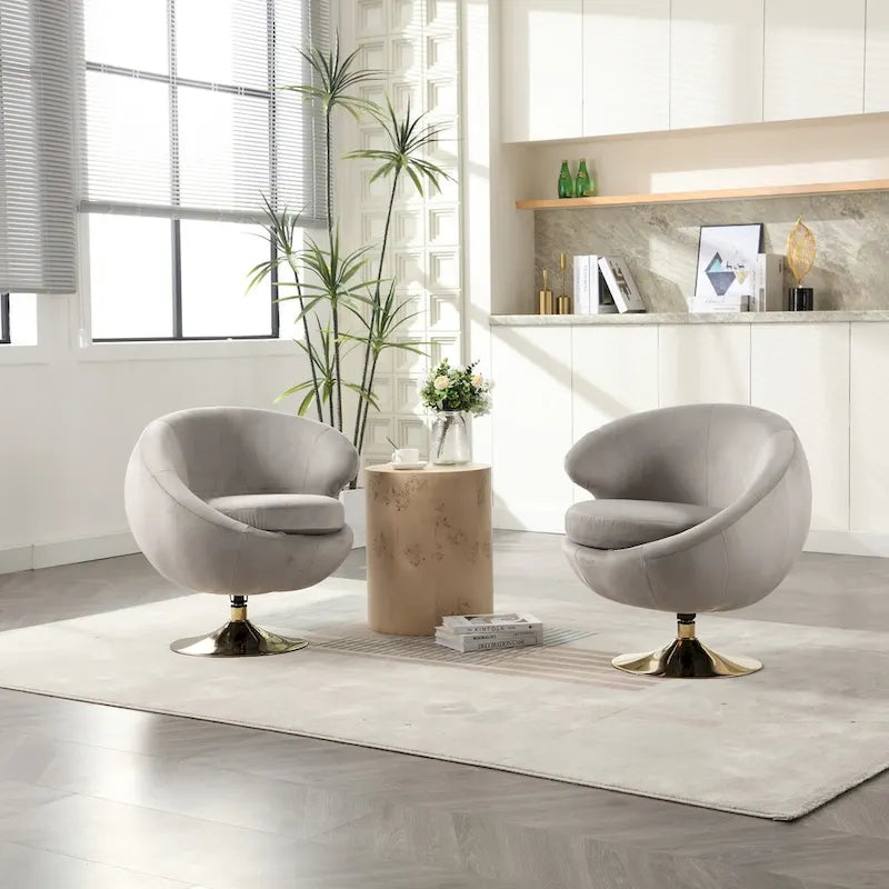 Fauteuils d'appoint pivotants à 360 degrés en velours (lot de 2)