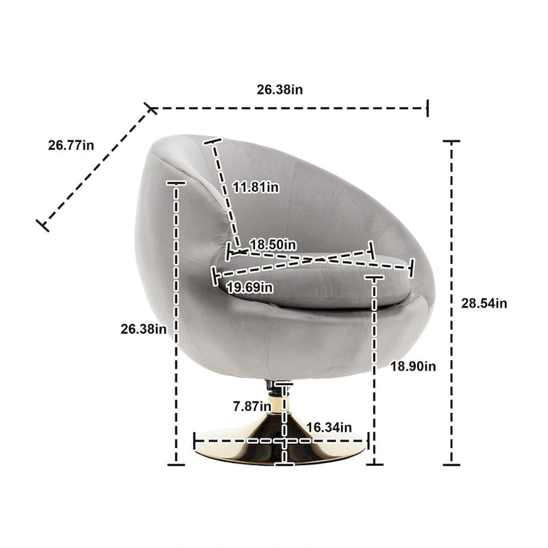 Fauteuils d'appoint pivotants à 360 degrés en velours (lot de 2)