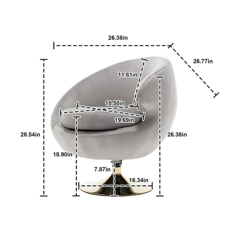 Fauteuils d'appoint pivotants à 360 degrés en velours (lot de 2)
