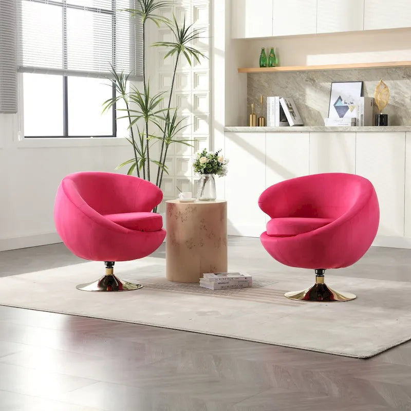 Fauteuils d'appoint pivotants à 360 degrés en velours (lot de 2)