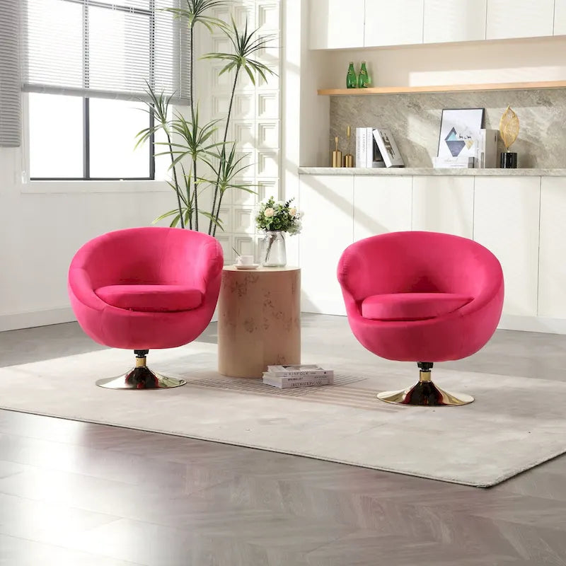 Fauteuils d'appoint pivotants à 360 degrés en velours (lot de 2)