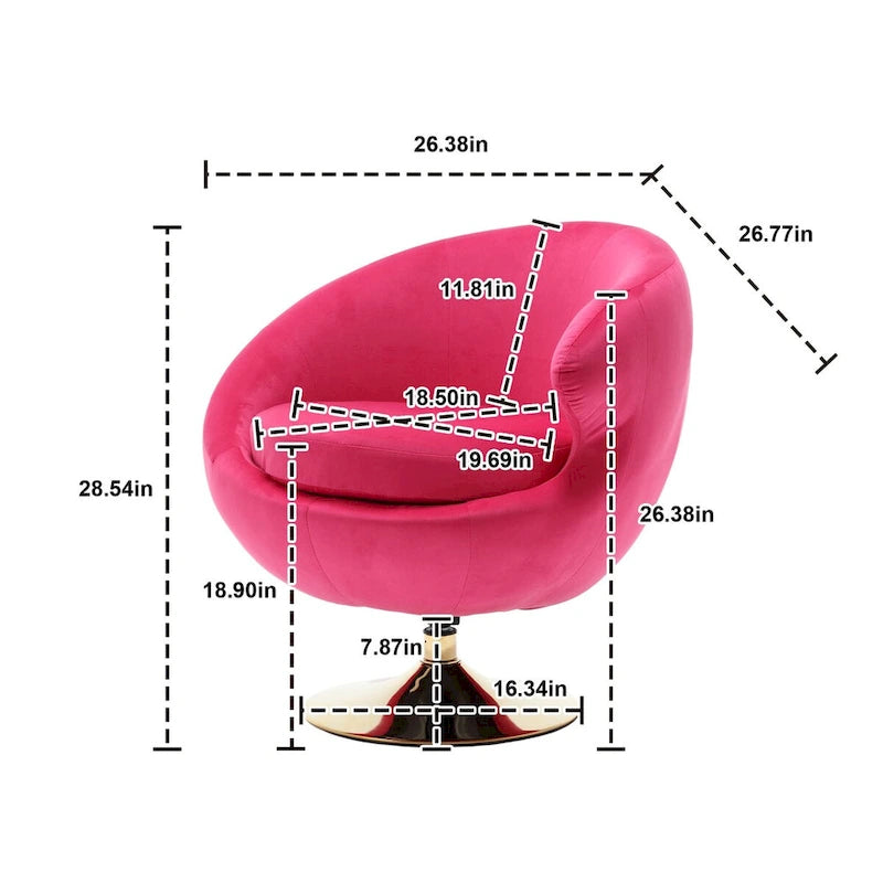 Fauteuils d'appoint pivotants à 360 degrés en velours (lot de 2)