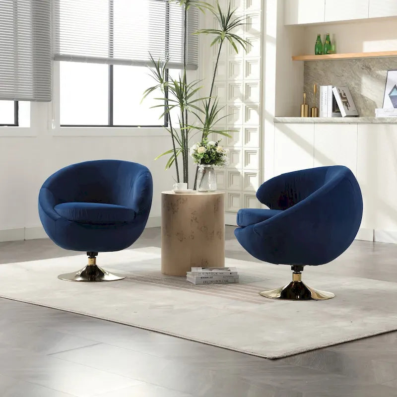 Fauteuils d'appoint pivotants à 360 degrés en velours (lot de 2)
