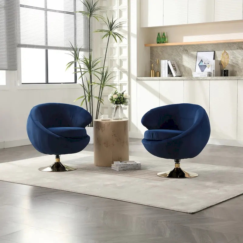 Fauteuils d'appoint pivotants à 360 degrés en velours (lot de 2)