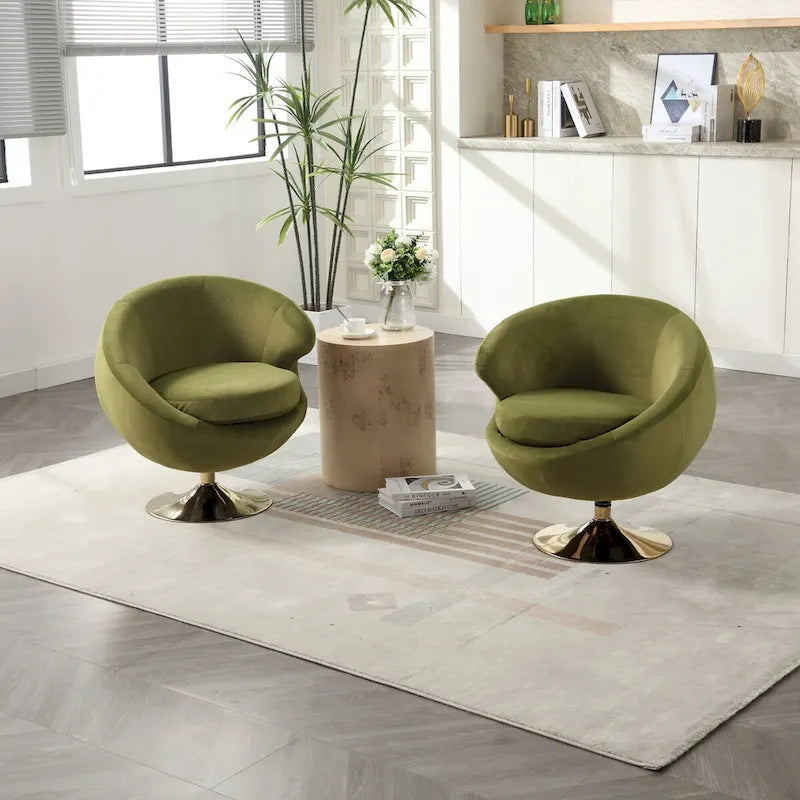 Fauteuils d'appoint pivotants à 360 degrés en velours (lot de 2)