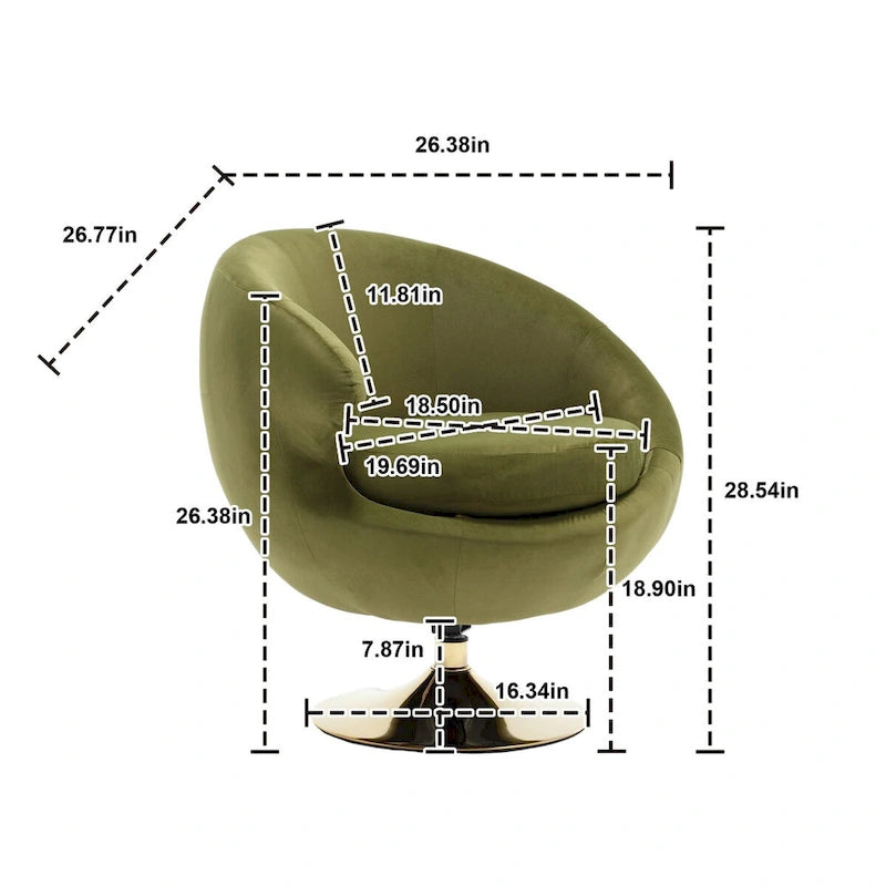 Fauteuils d'appoint pivotants à 360 degrés en velours (lot de 2)