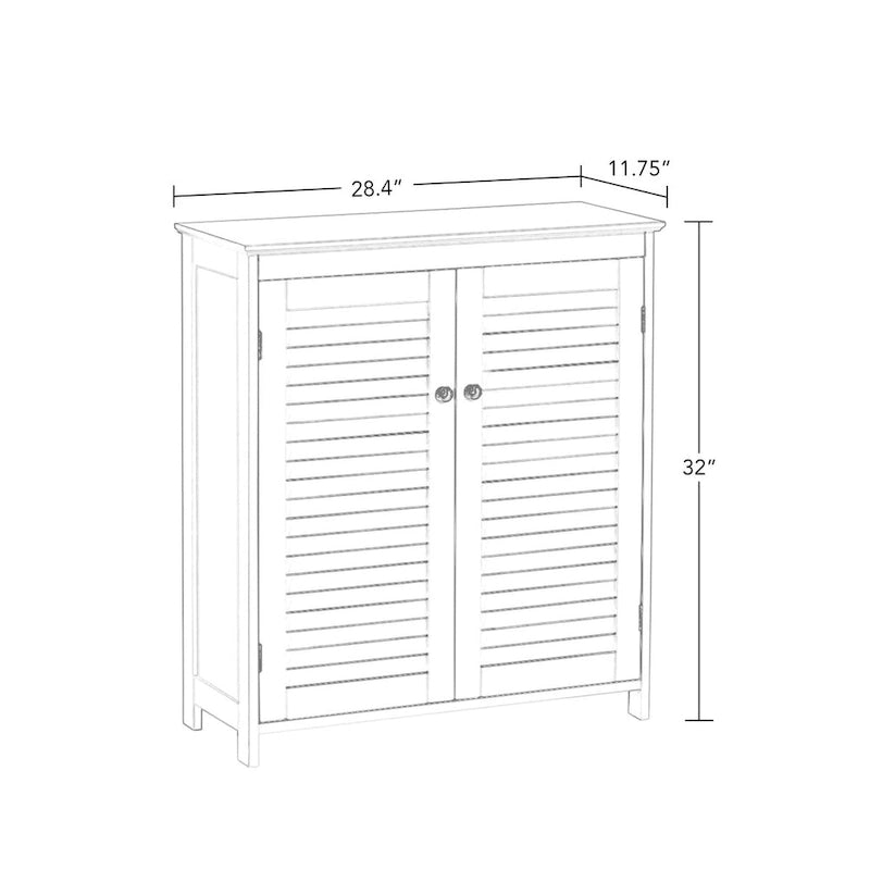 Meuble de rangement au sol avec portes et étagères réglables pour salle de bain et buanderie - Blanc