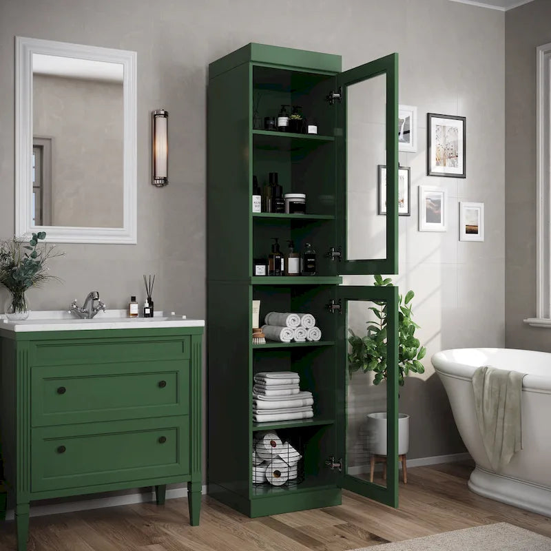 Meuble de salle de bain 100 % bois massif 42 cm avec portes en option Imports