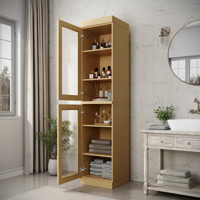 Meuble de salle de bain 100 % bois massif 42 cm avec portes en option Imports