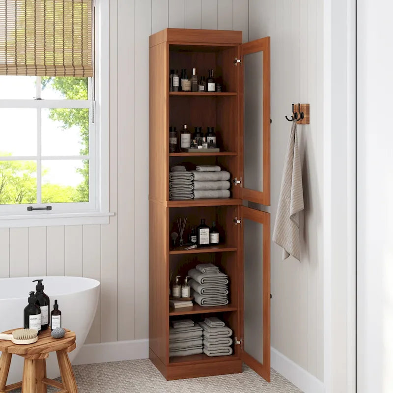 Meuble de salle de bain 100 % bois massif 42 cm avec portes en option Imports