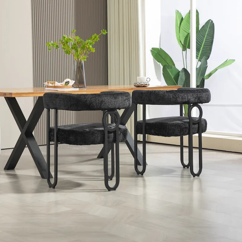 Chaises de salle à manger d'appoint modernes en tissu pour salon (lot de 2)
