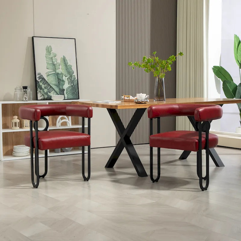 Chaises de salle à manger d'appoint modernes en tissu pour salon (lot de 2)