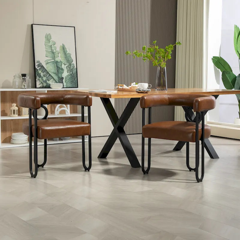 Chaises de salle à manger d'appoint modernes en tissu pour salon (lot de 2)