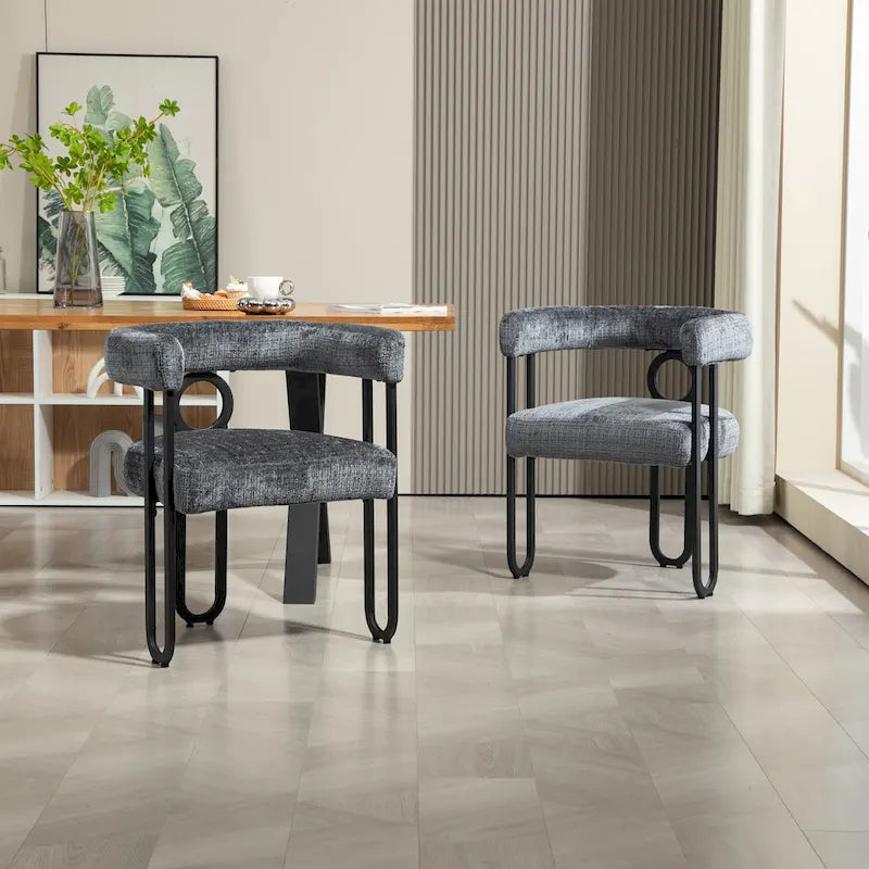 Chaises de salle à manger d'appoint modernes en tissu pour salon (lot de 2)