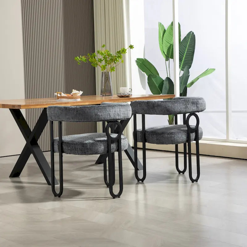 Chaises de salle à manger d'appoint modernes en tissu pour salon (lot de 2)