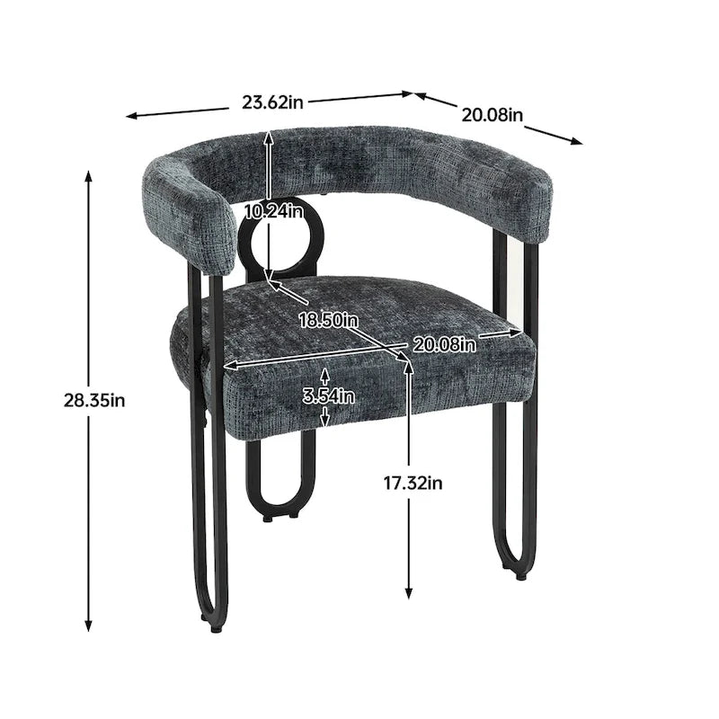 Chaises de salle à manger d'appoint modernes en tissu pour salon (lot de 2)