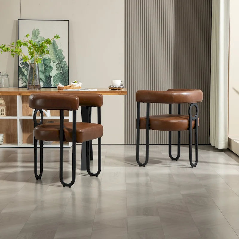 Chaises de salle à manger d'appoint modernes en tissu pour salon (lot de 2)