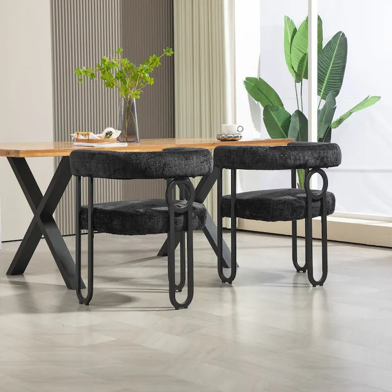 Chaises de salle à manger d'appoint modernes en tissu pour salon (lot de 2)