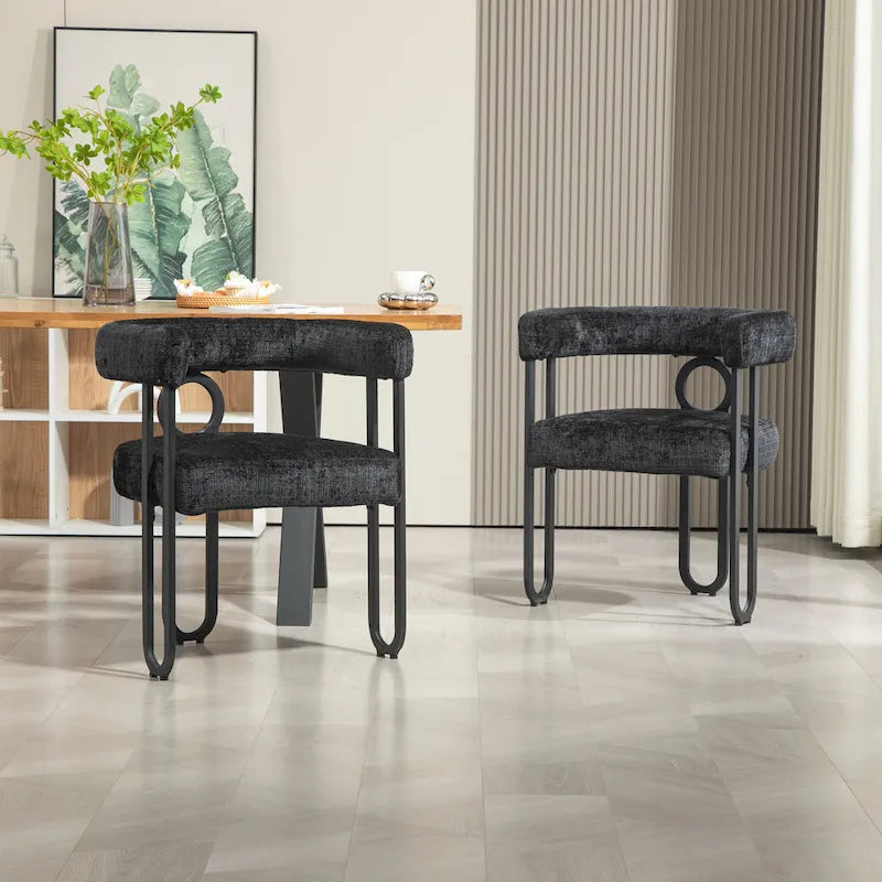 Chaises de salle à manger d'appoint modernes en tissu pour salon (lot de 2)