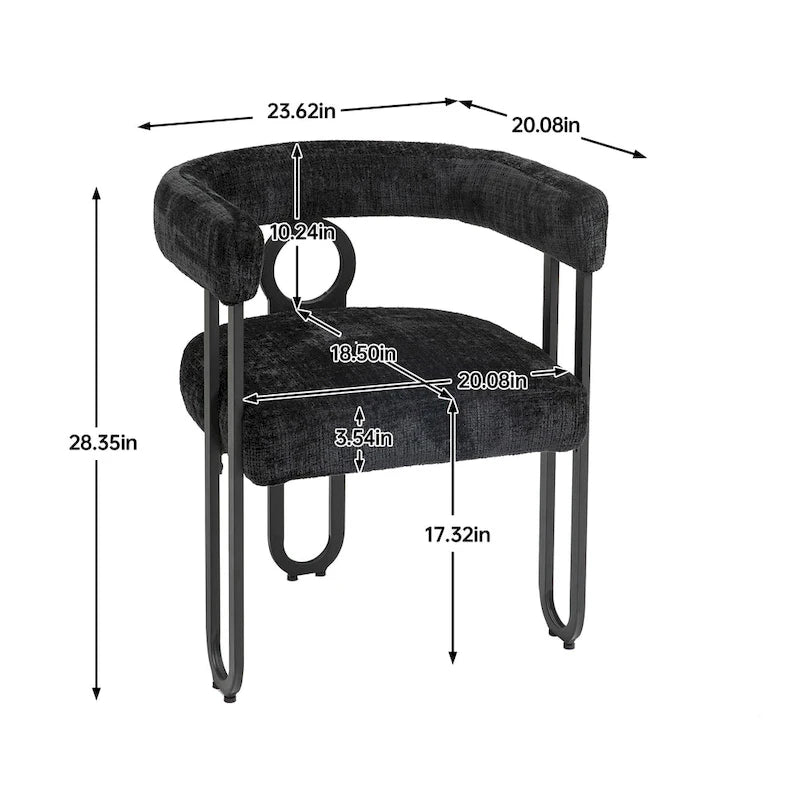 Chaises de salle à manger d'appoint modernes en tissu pour salon (lot de 2)