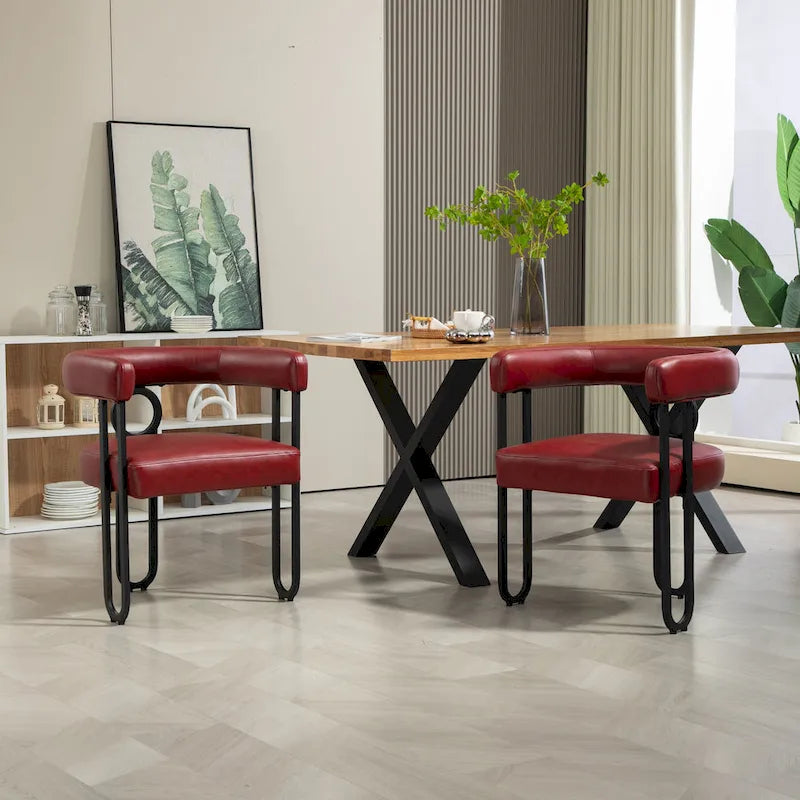 Chaises de salle à manger d'appoint modernes en tissu pour salon (lot de 2)