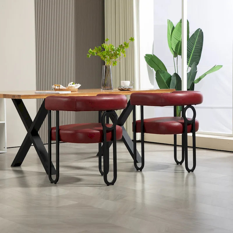 Chaises de salle à manger d'appoint modernes en tissu pour salon (lot de 2)