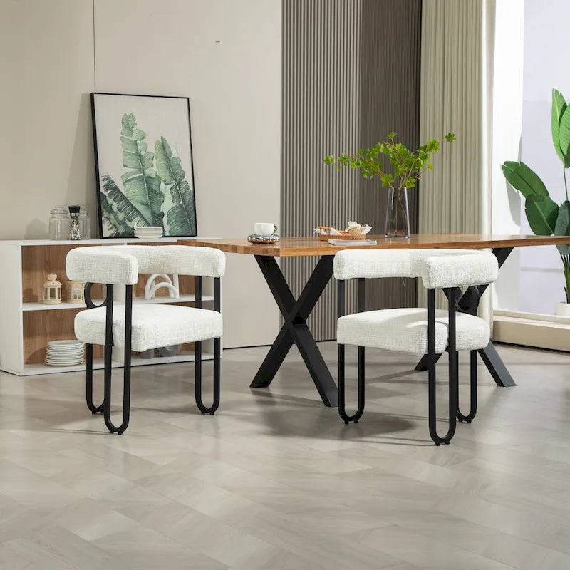 Chaises de salle à manger d'appoint modernes en tissu pour salon (lot de 2)