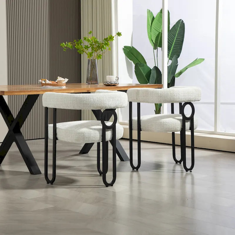 Chaises de salle à manger d'appoint modernes en tissu pour salon (lot de 2)